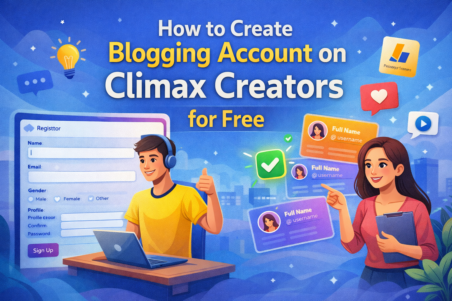 How to Create Blogging Account on Climax Creators for Free